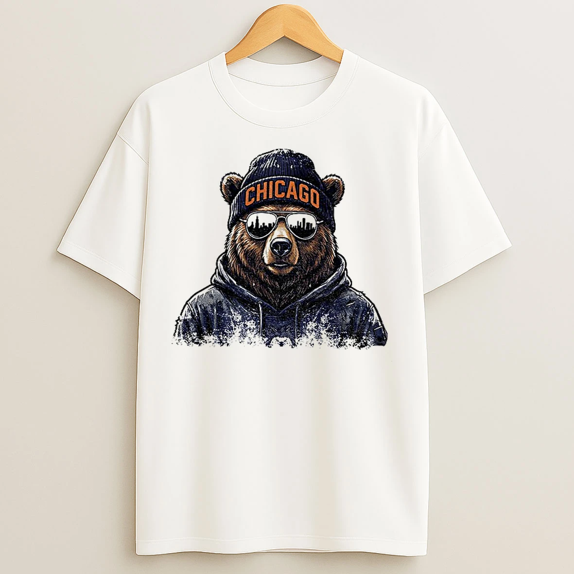 Classic Chicago Bear Mascot Football Sunglasses Beanie Hat Vintage T Shirts