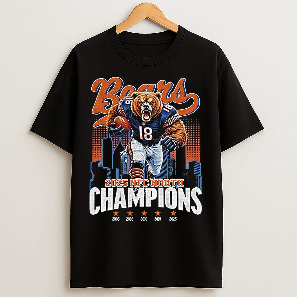 Classic Chicago Bears 2025 Nfc North Division Champs Football T Shirts