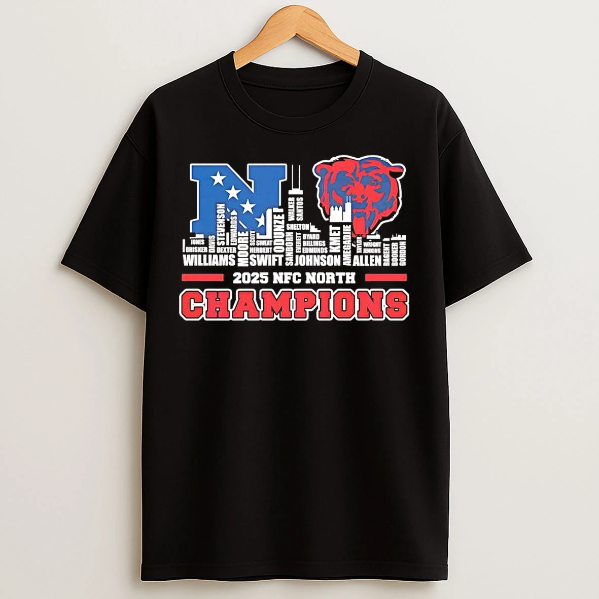 Classic Chicago Bears 2025 Nfc North Champions Players Names T Shirts