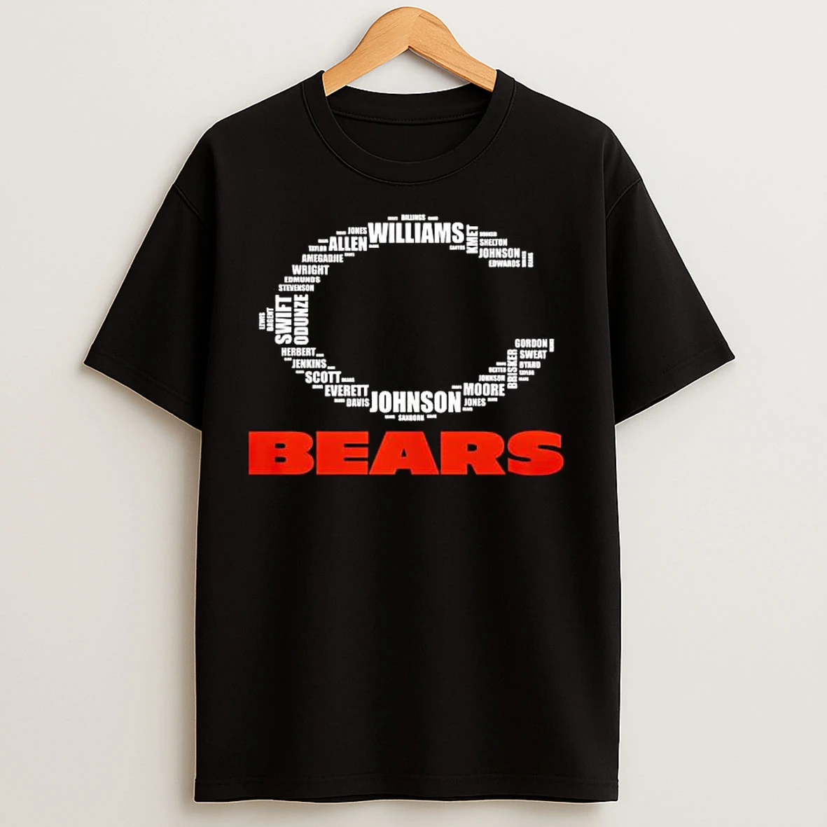 Classic Chicago Bears Player Names Forming Team Logo T Shirts