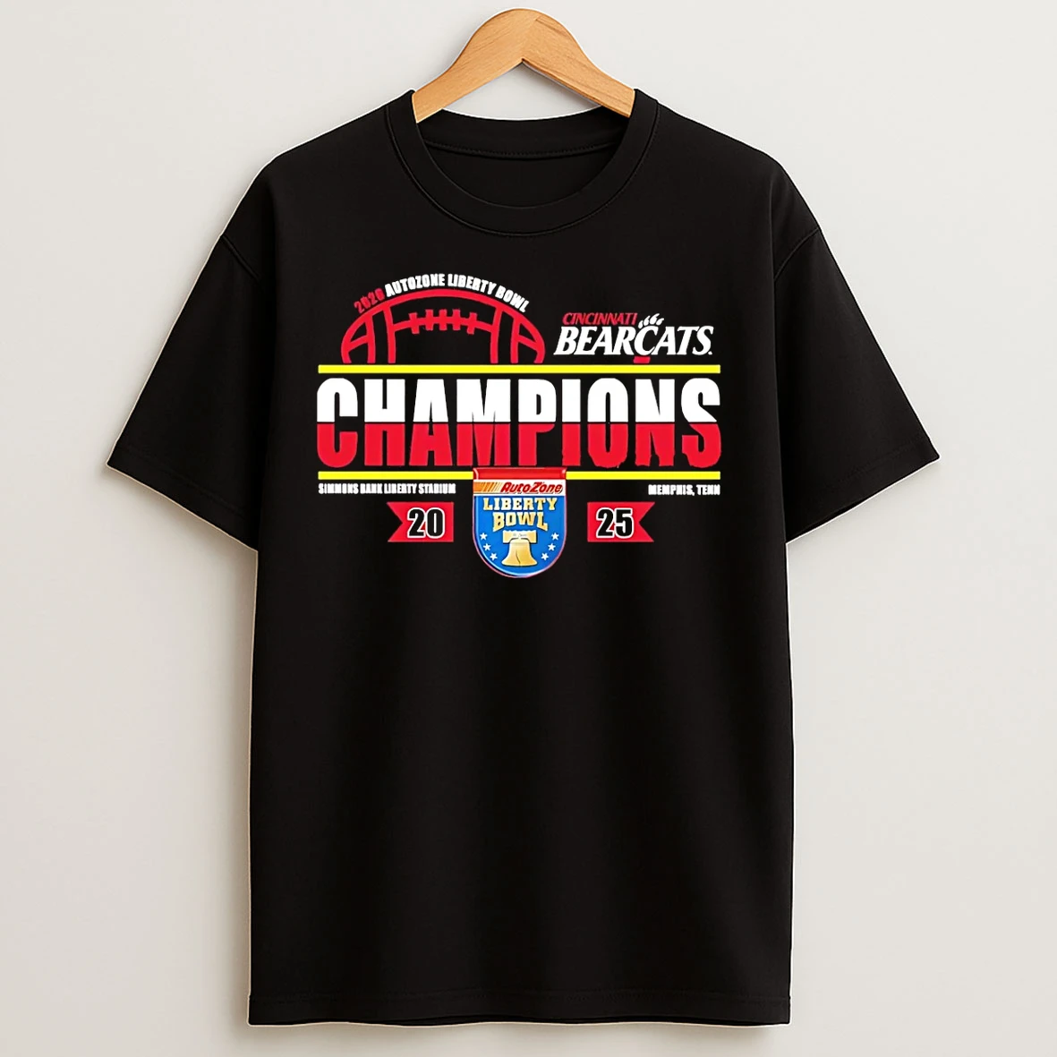 Classic Cincinnati Bearcats 2026 Autozone Liberty Bowl Champions Classic T Shirts