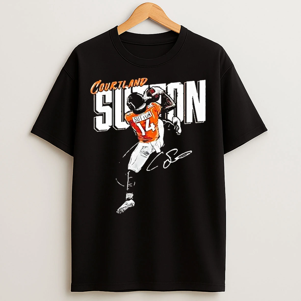 Classic Courtland Sutton Fly Catch Denver Broncos Signature T Shirts