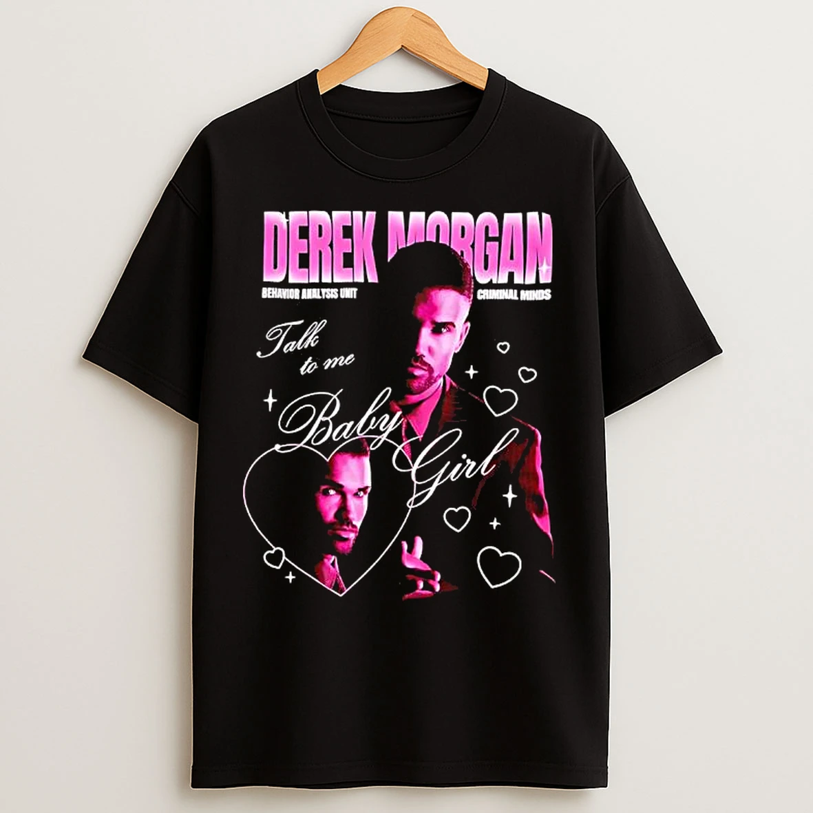 Classic Criminal Minds Derek Morgan Hearts Talk To Me Baby Girl T Shirts