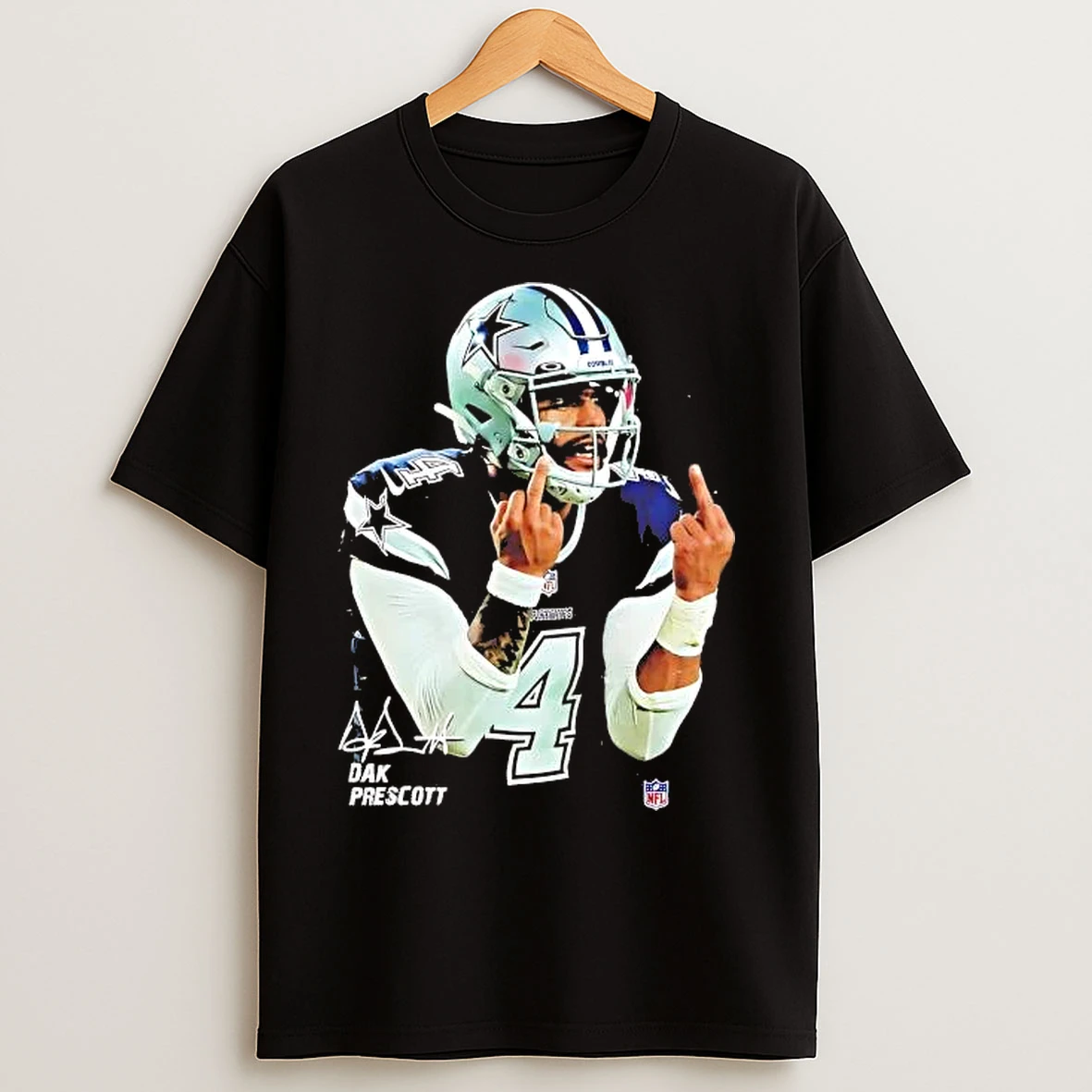 Classic Dak Prescott Middle Finger Dallas Cowboys Signature T Shirts