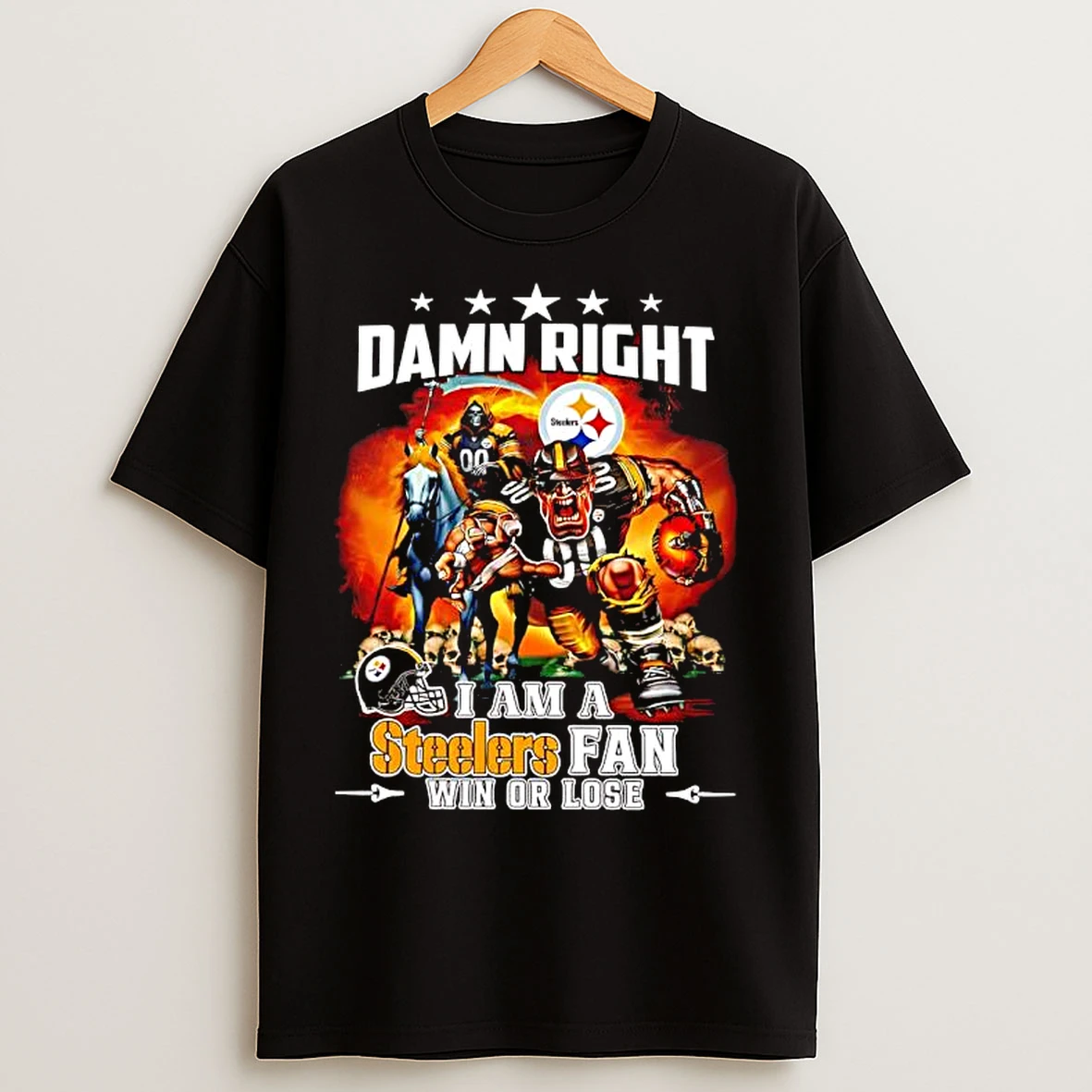 Classic Damn Right I Am A Pittsburgh Steelers Fan Win Or Lose Running Back T Shirts