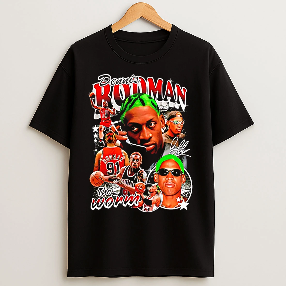 Classic Dennis Rodman Chicago Bulls Player Collage T Shirts