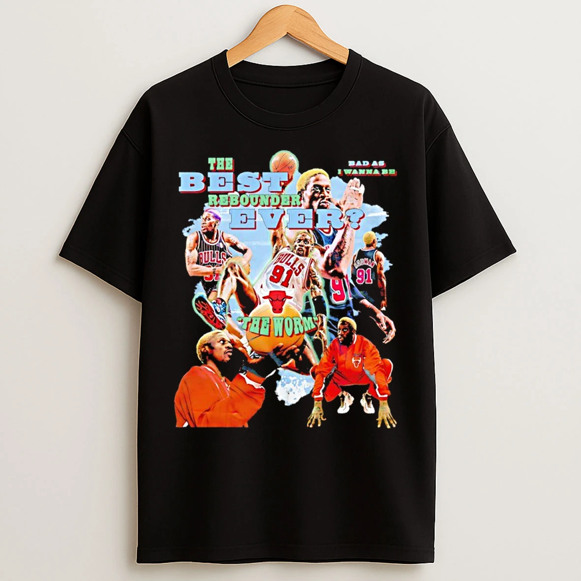 Classic Dennis Rodman The Best Rebounder Ever The Worm Chicago Bulls Vintage T Shirts