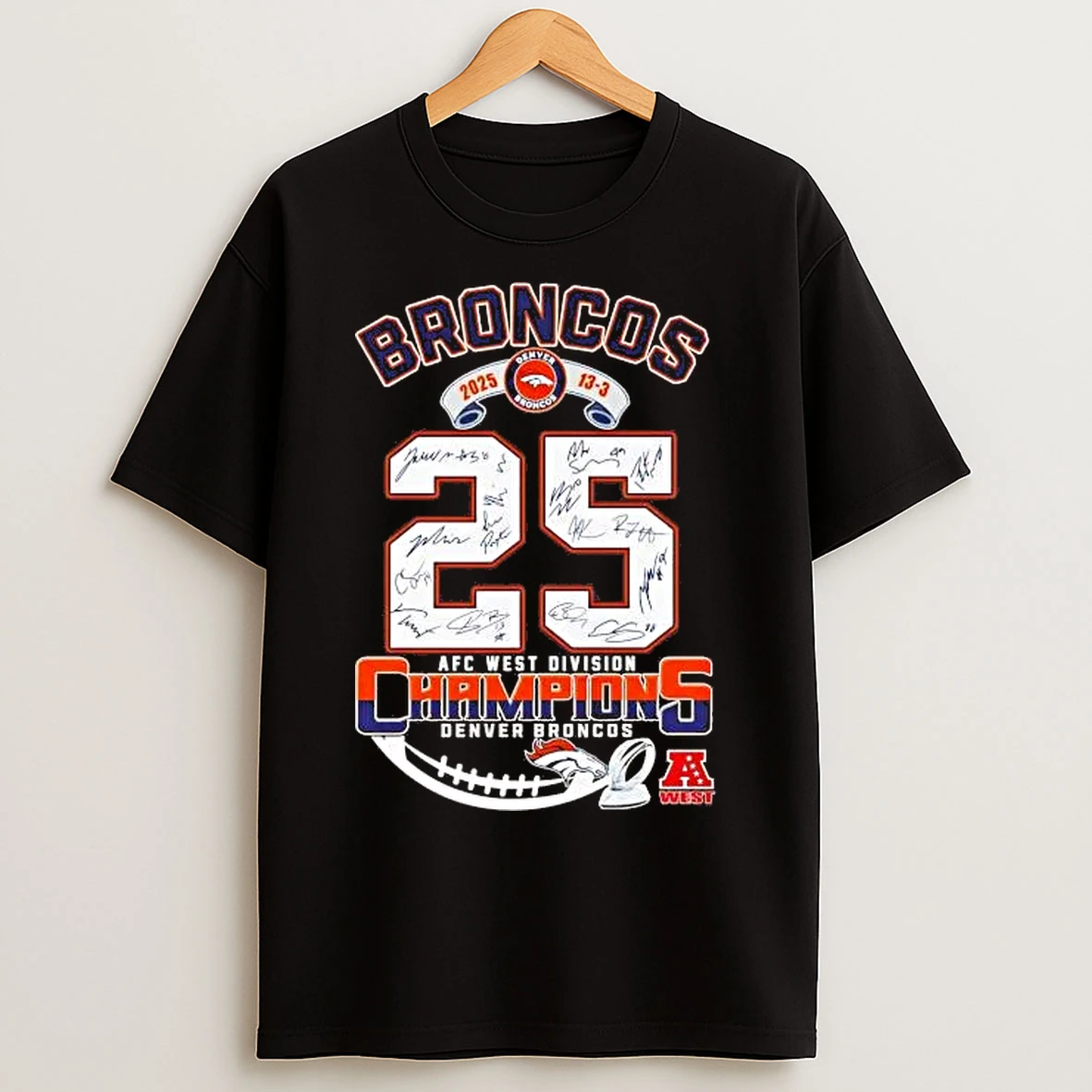 Classic Denver Broncos 2025 Perfect Season Afc West Champions T Shirts