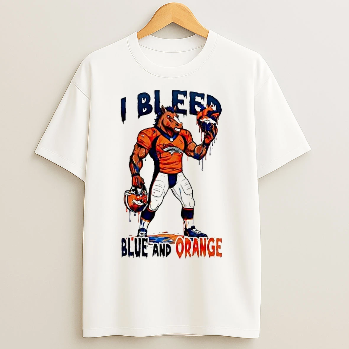 Classic Denver Broncos Mascot I Bleed Blue And Orange T Shirts