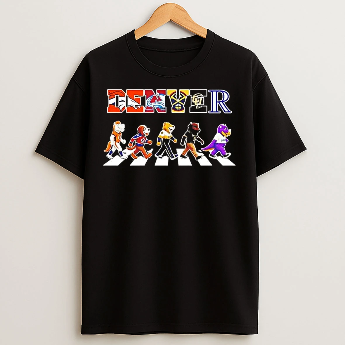 Classic Denver Sports Teams Mascot Abbey Road T Shirts