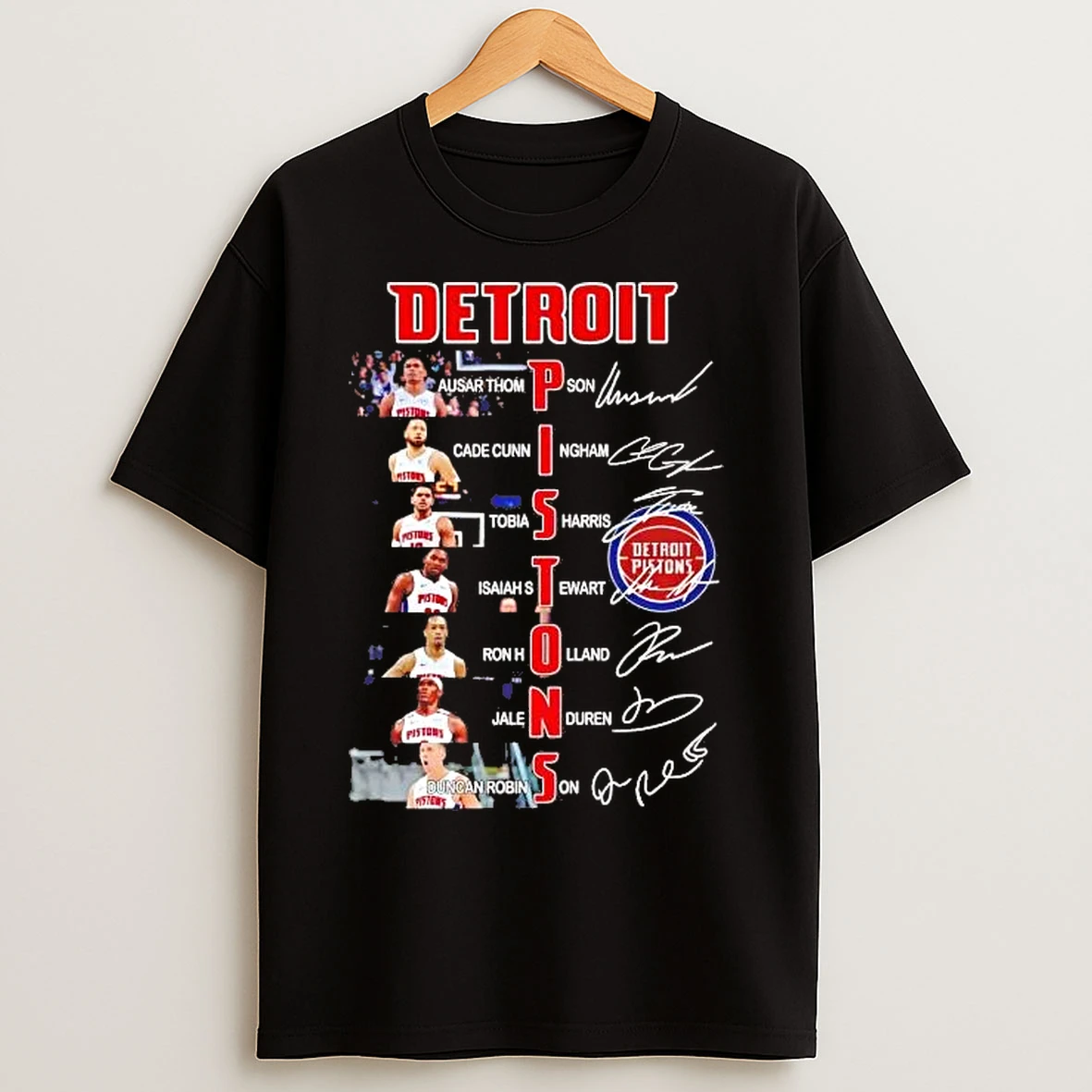 Classic Detroit Pistons Team Players Names And Signatures T Shirts