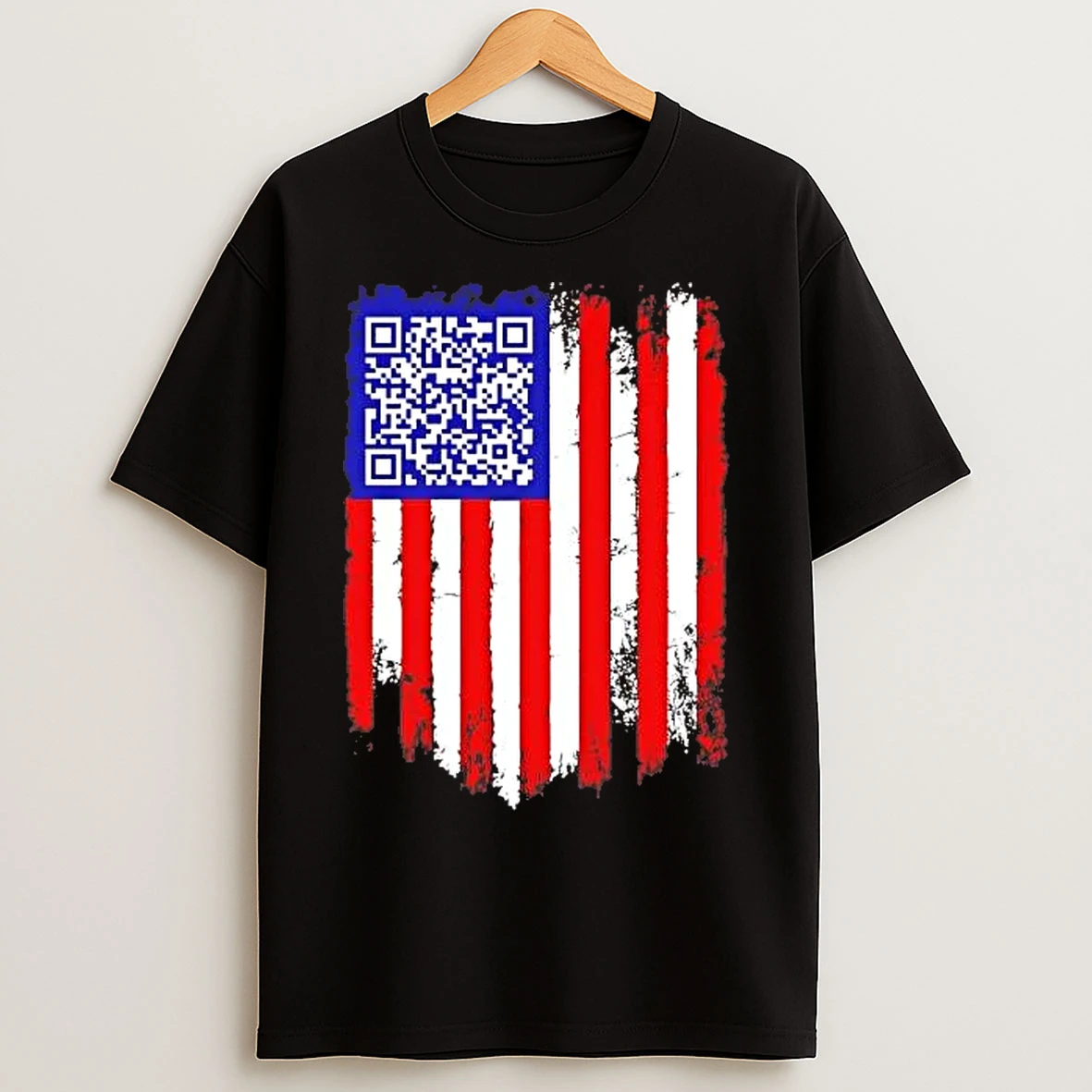 Classic Distressed American Flag Qr Code T Shirts