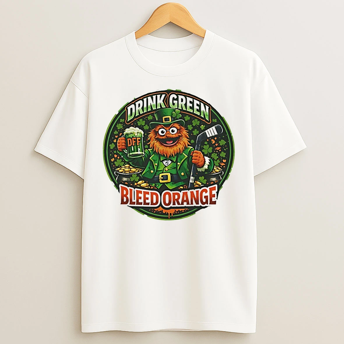 Classic Drink Green Bleed Orange Philadelphia Hockey St Patricks Day T Shirts