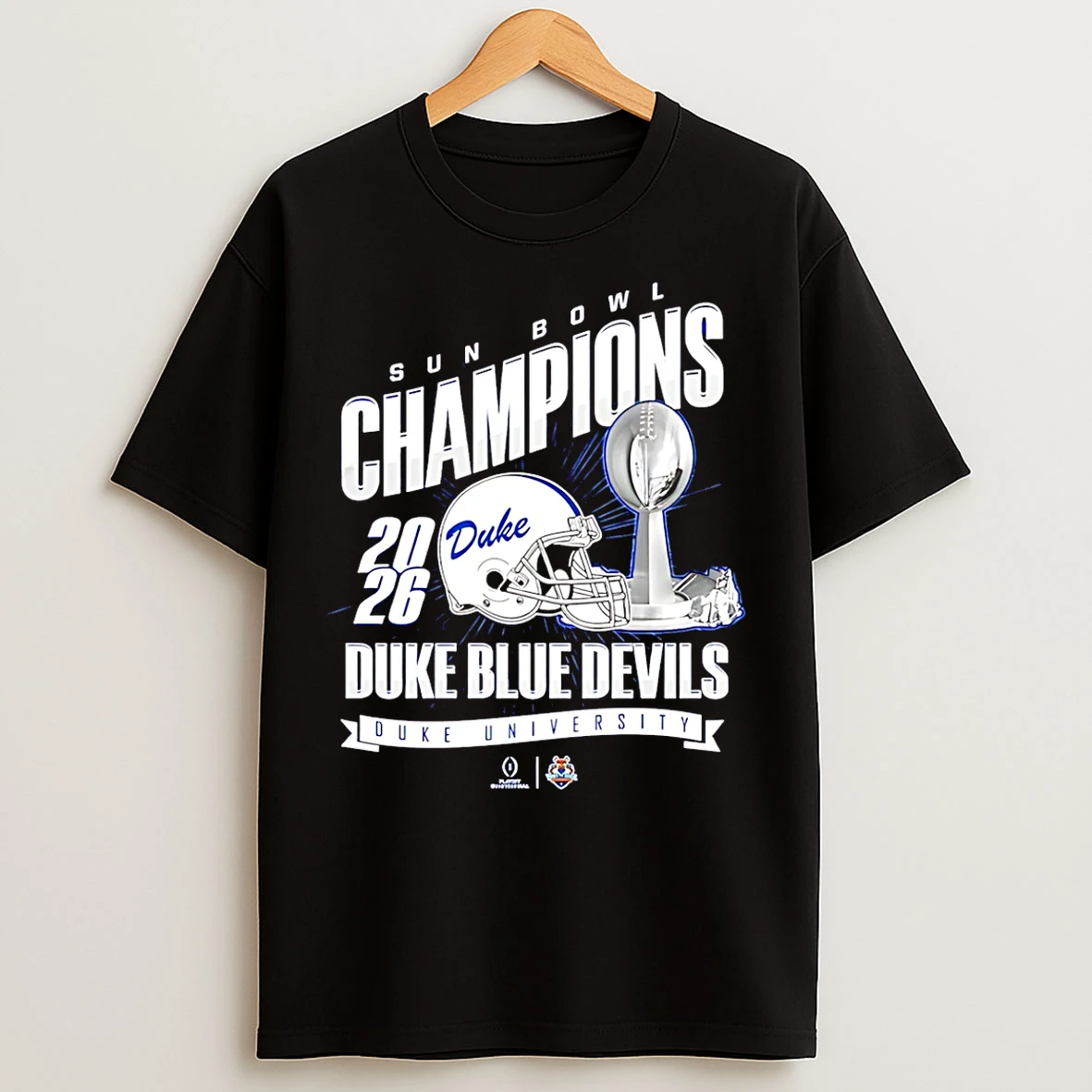 Classic Duke Blue Devils Sun Bowl Champions 26 Trophy T Shirts