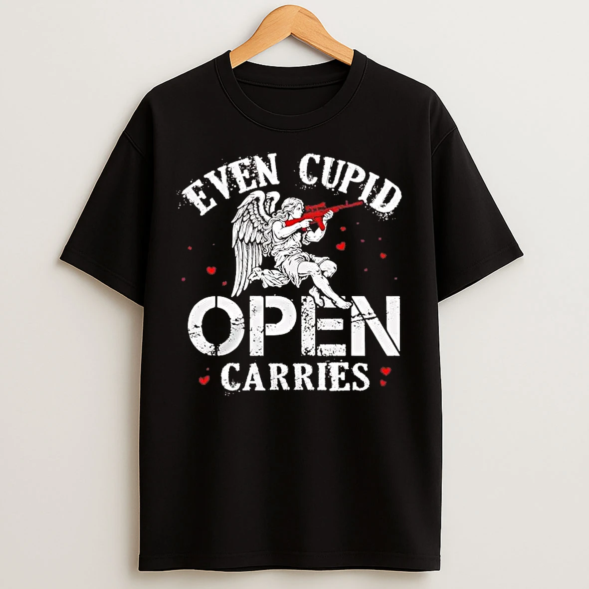 Classic Even Cupid Open Carries Gun Valentine Day T Shirts