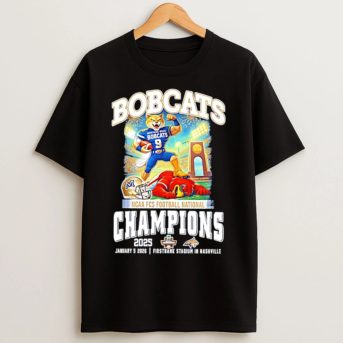 Classic Fcs National Champions 2025 Montana State Bobcats Mascot T Shirts