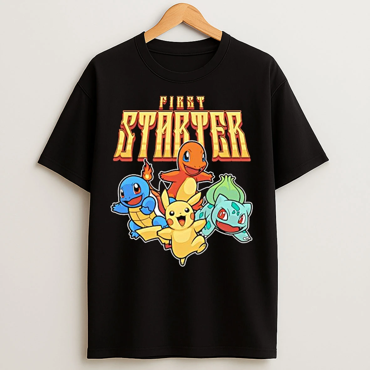 Classic First Starter Starter Charmander Squirtle Bulbasaur Pikachu Graphic T Shirts