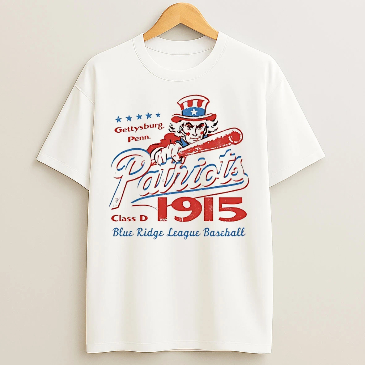 Classic Gettysburg Patriots Pennsylvania Blue Ridge League Baseball Class D 1915 T Shirts