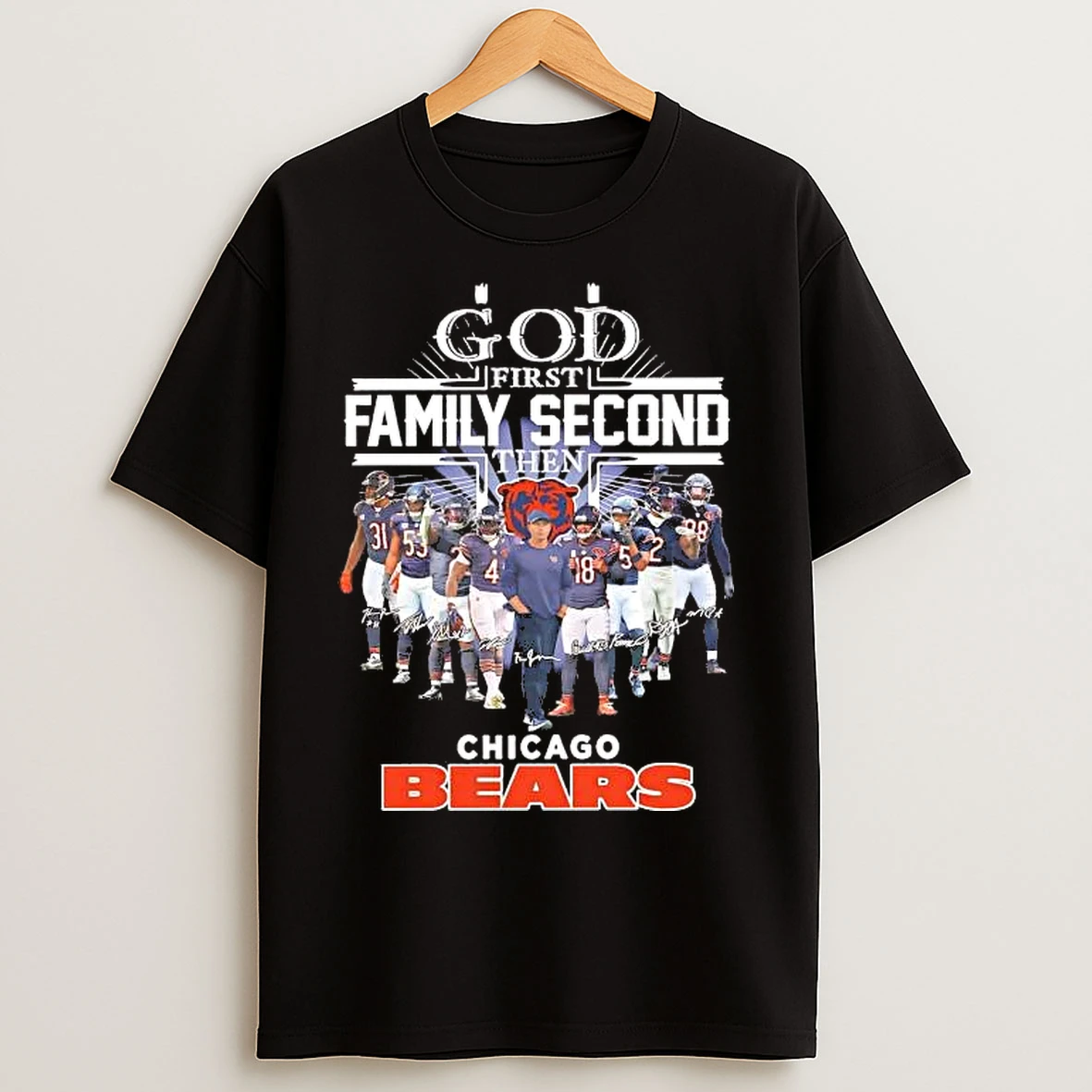Classic God First Family Second Then Chicago Bears Team Players T Shirts