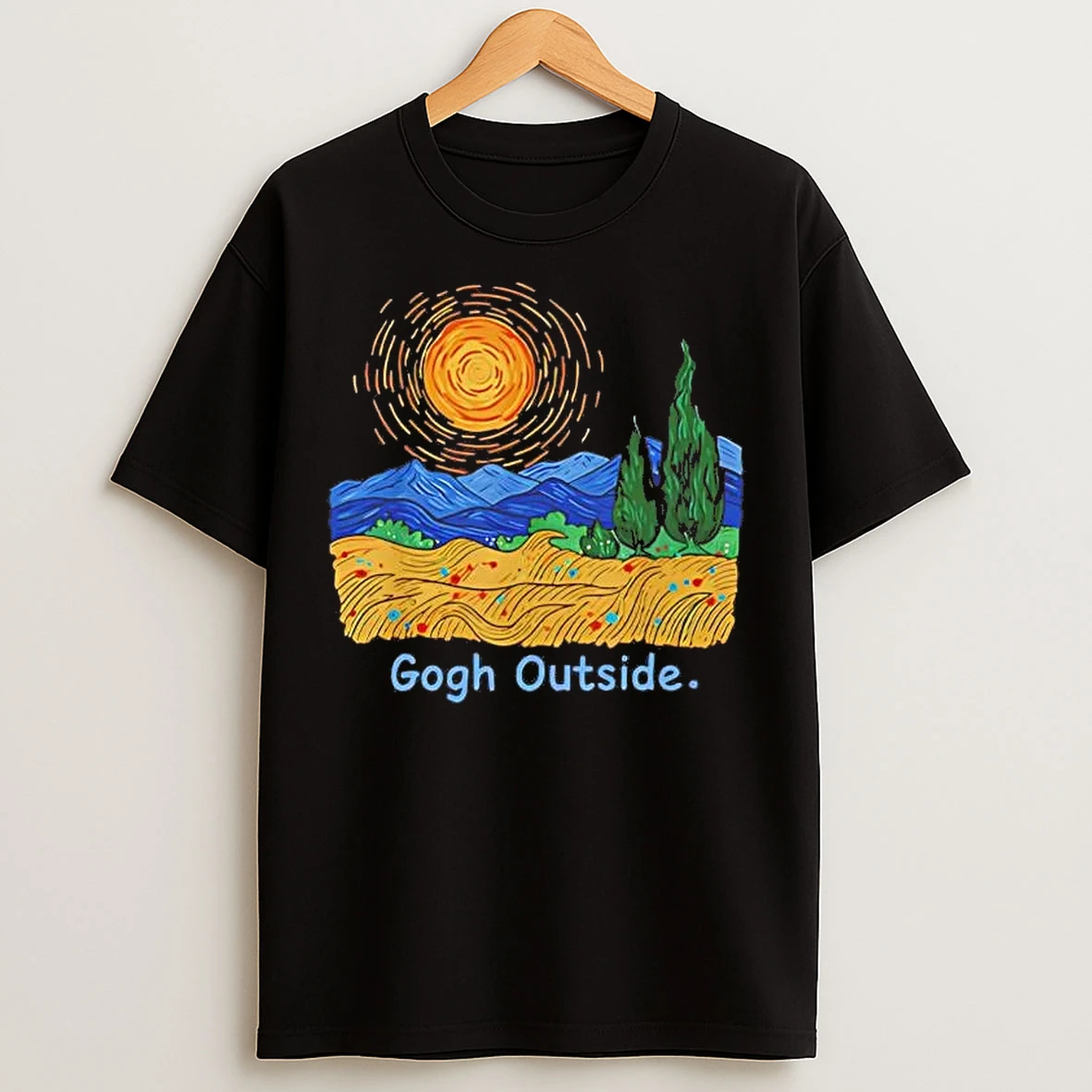 Classic Gogh Outside Wheatfield And Sun Vincent Van Gogh T Shirts