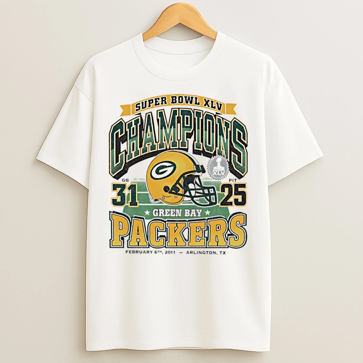 Classic Green Bay Packers 2011 Super Bowl Xlv Champions Helmet T Shirts