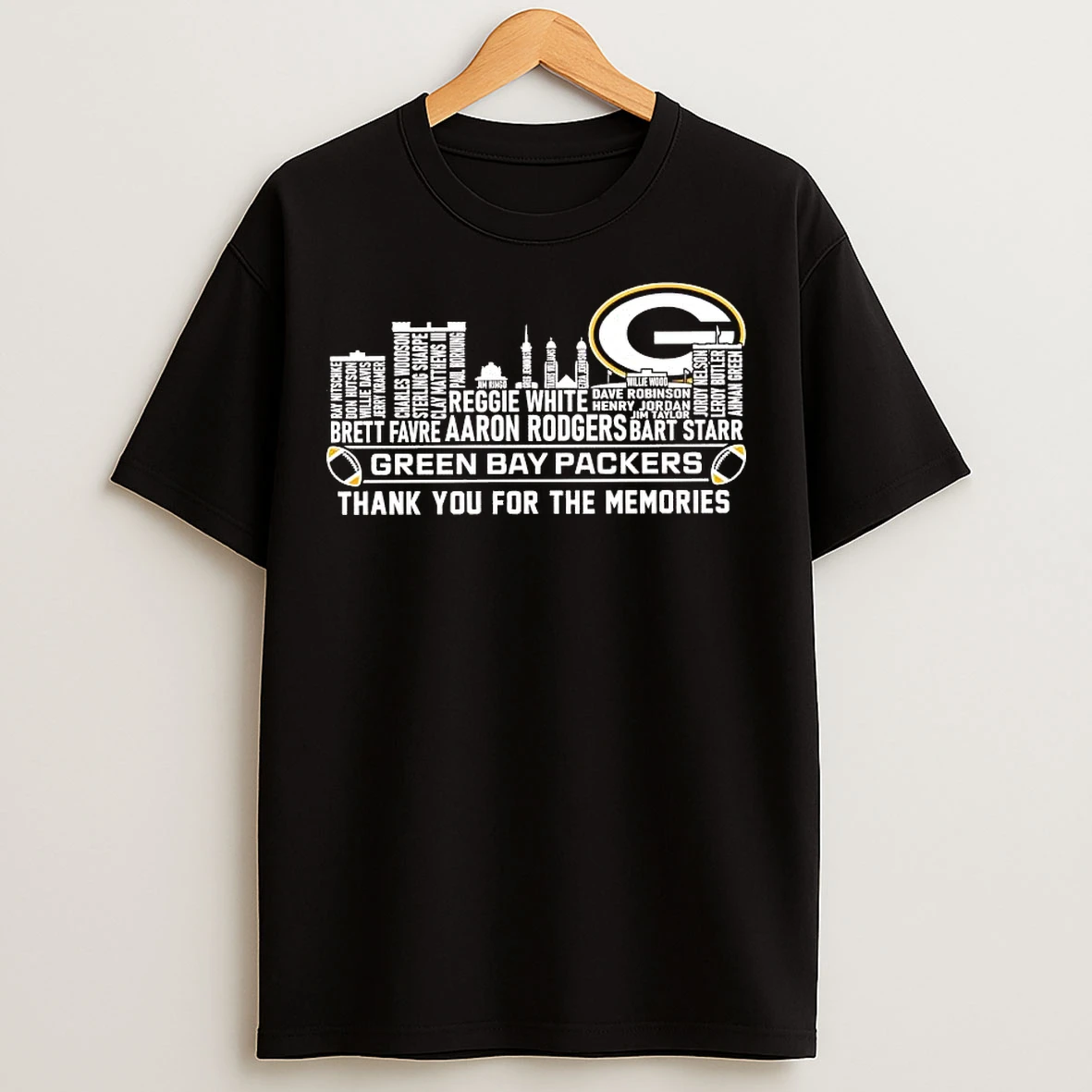 Classic Green Bay Packers Players Names Skyline Thank You For The Memories T Shirts