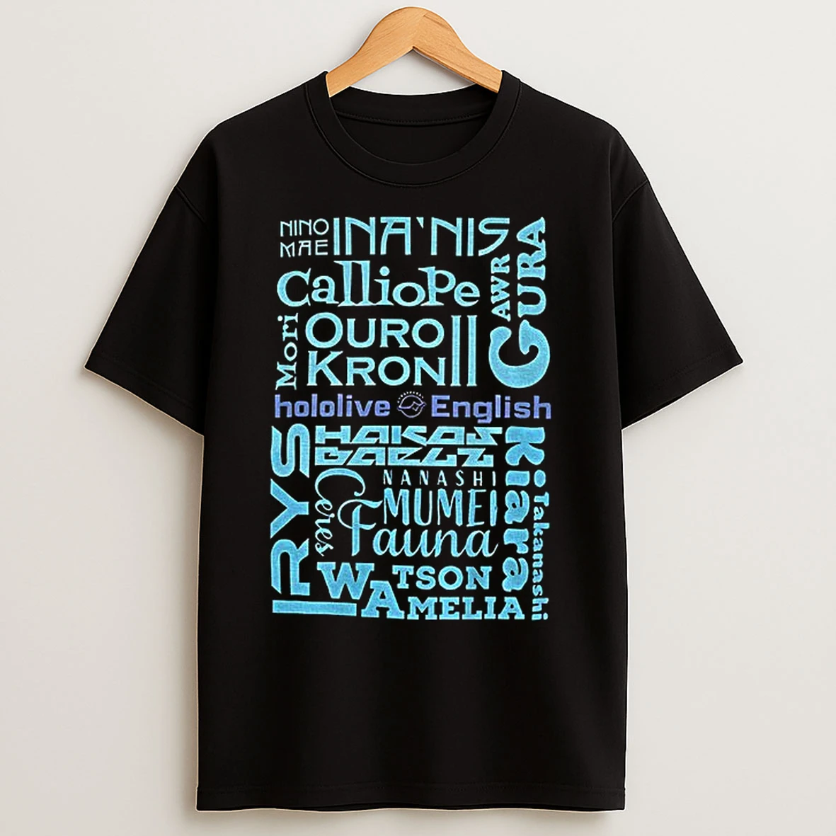 Classic Hololive English Ninomae Inanis Mori Calliope Ouro Kronii Tsukumo Sana Ceres Fauna T Shirts