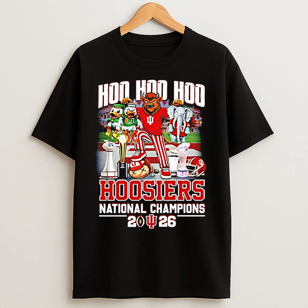 Classic Hoo Hoo Hoo Indiana Beat Miami And Alabama 2026 National Champions Mascot T Shirts