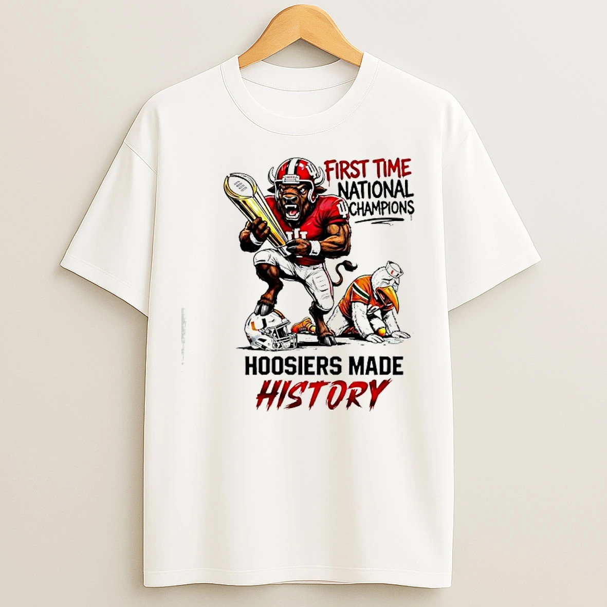 Classic Hoosiers Made History First Time National Chapions Mascots Ibis Bison T Shirts