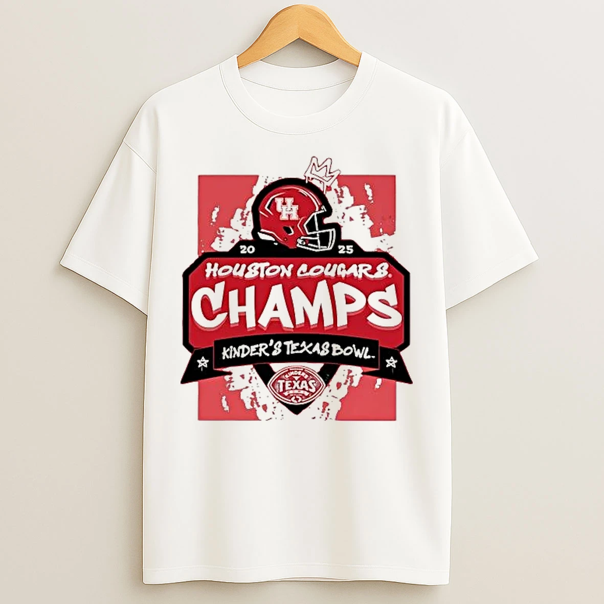 Classic Houston Cougars 2025 Texas Bowl Champions Helmet T Shirts