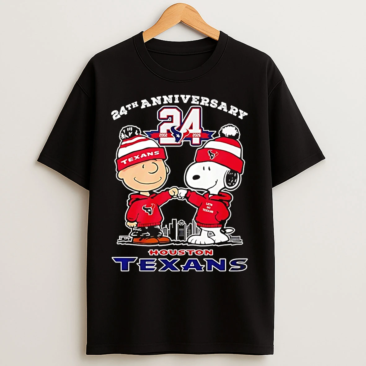 Classic Houston Texans 24th Anniversary 2002 2026 Snoopy Peanuts T Shirts