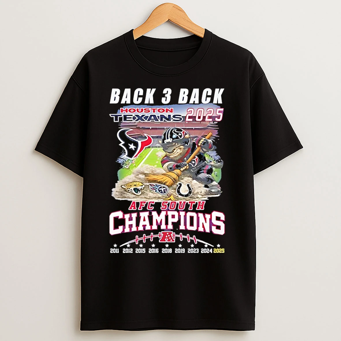 Classic Houston Texans Back 3 Back 2025 Afc South Champions 2011 2025 T Shirts