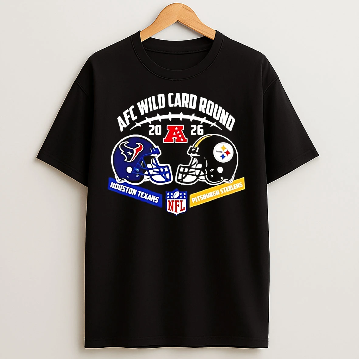 Classic Houston Texans Vs Pittsburgh Steelers 2026 Afc Wild Card Round Helmet Matchup T Shirts