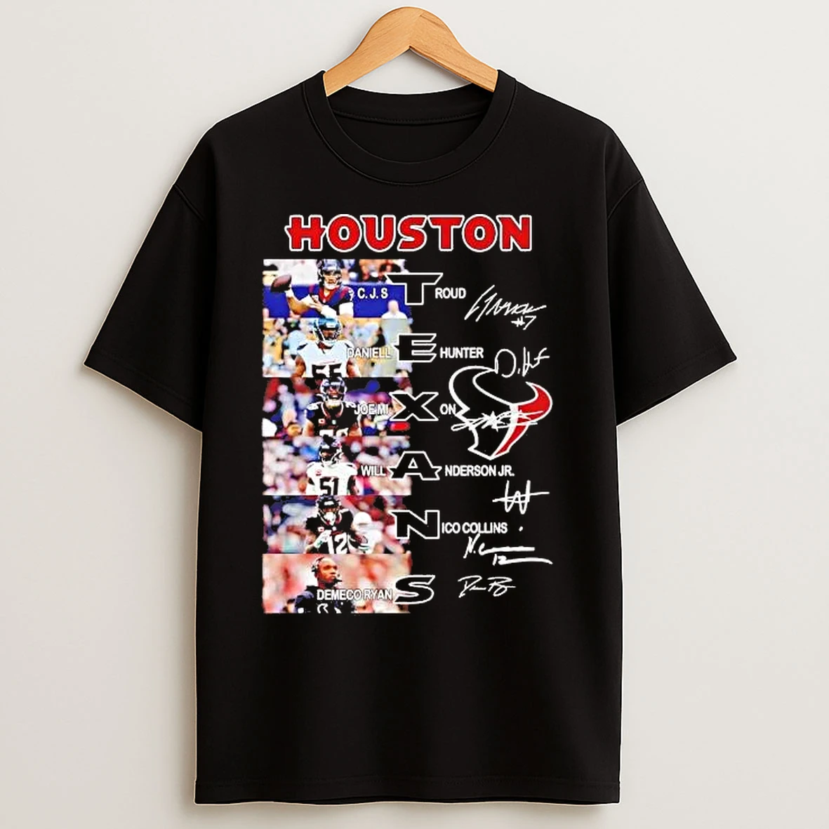Classic Houston Texans Team Players Names And Signatures T Shirts