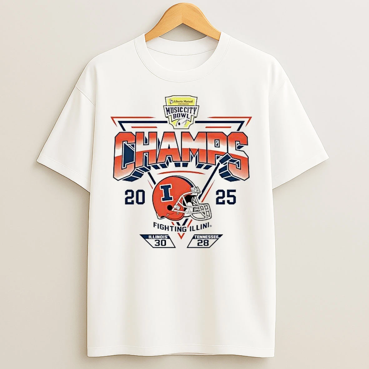 Classic Illinois Fighting Illini 2025 Music City Bowl Champs Score T Shirts