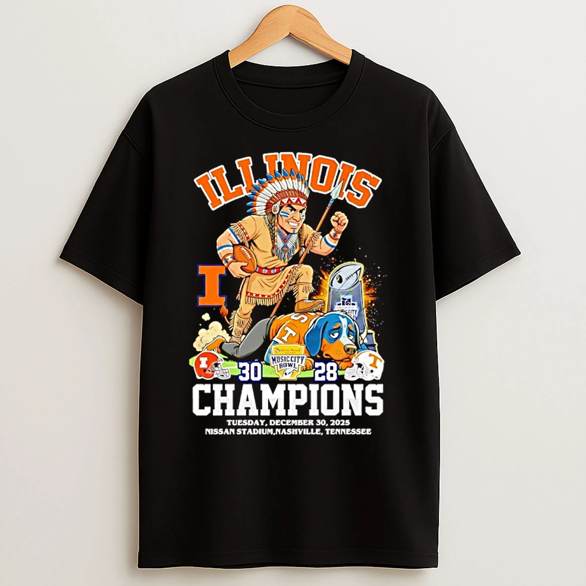 Classic Illinois Fighting Illini Beat Tennessee Volunteers Champions T Shirts