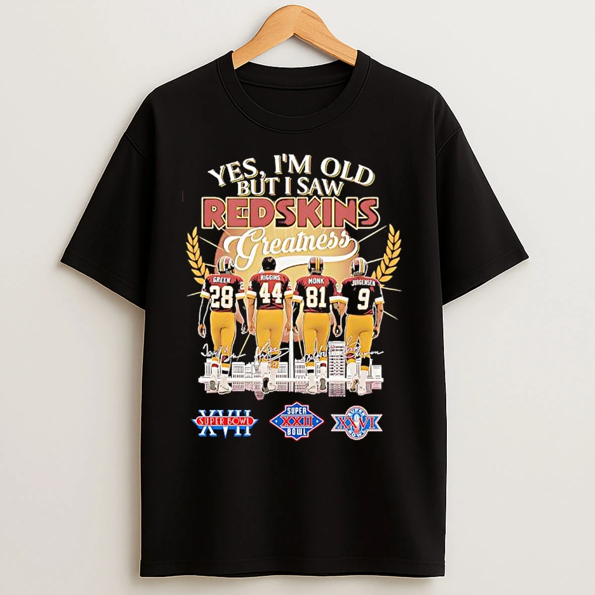 Classic Im Old But I Saw Redskins Greatness Green X Riggins X Monk X Jurgensen Signatures T Shirts
