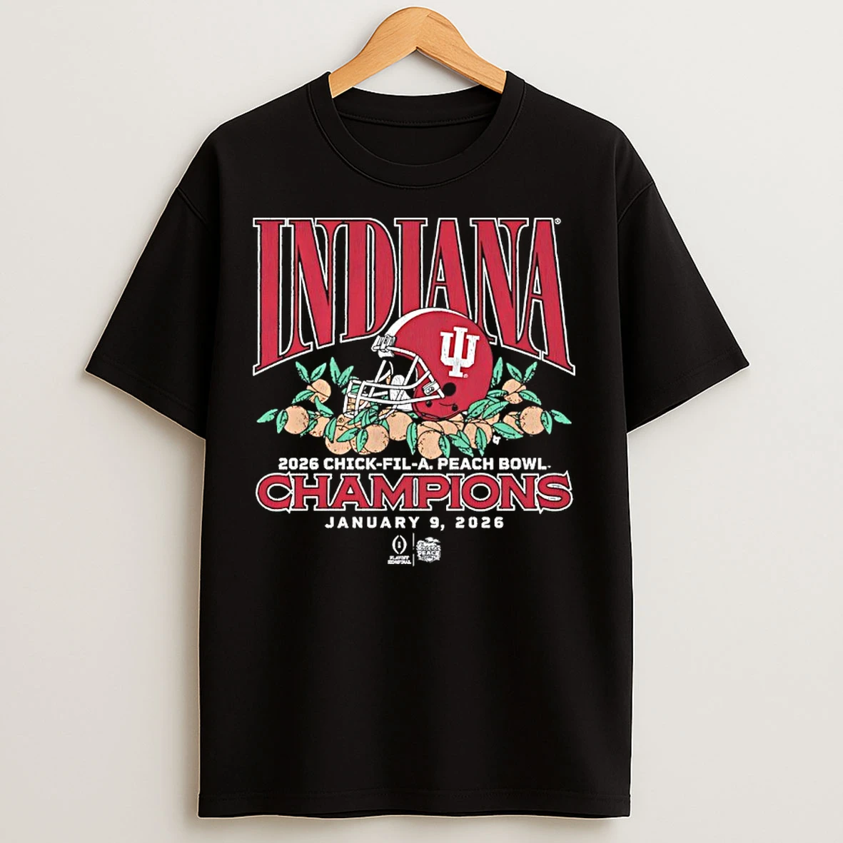 Classic Indiana Football 2026 Cfp Peach Bowl Champions Helmet Vintage T Shirts