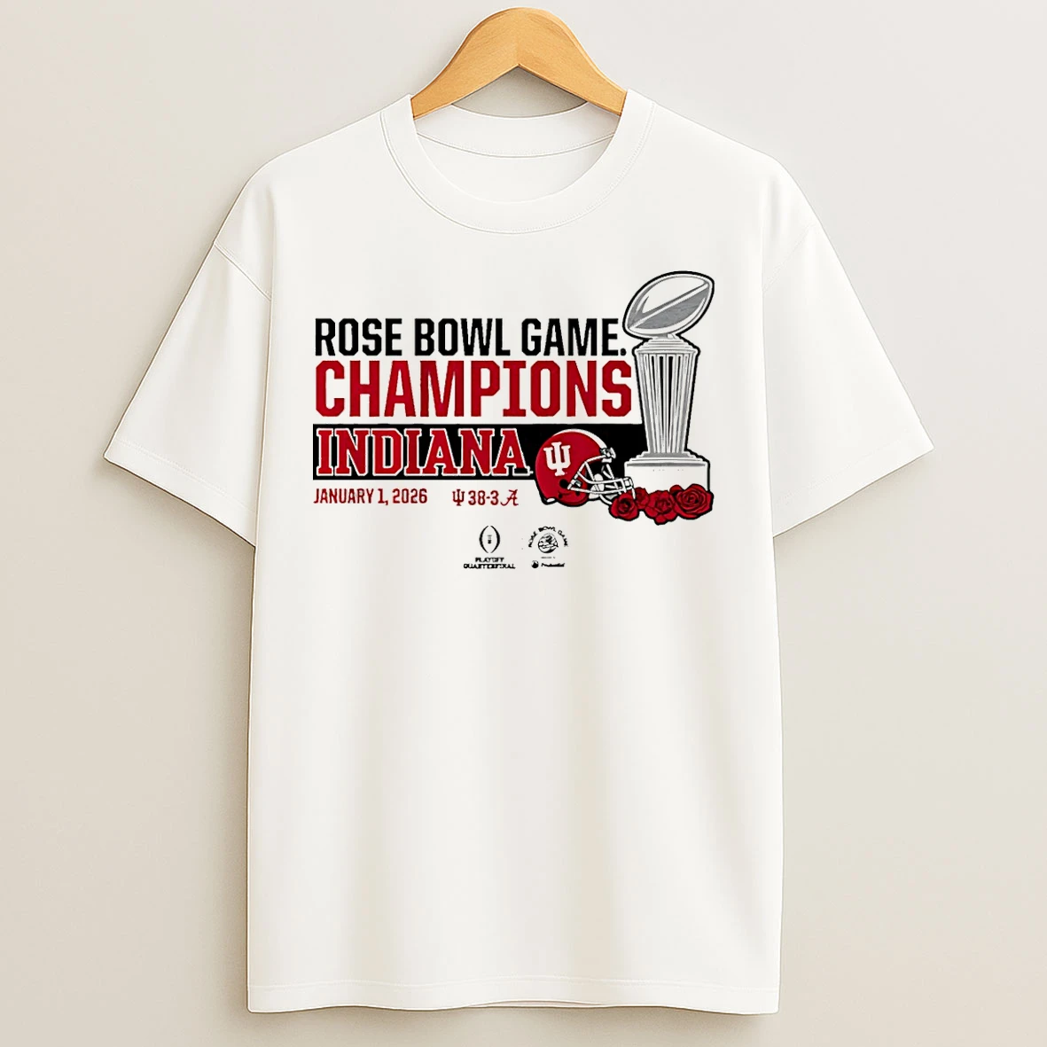 Classic Indiana Football 2026 Cfp Rose Bowl Champions Trophy T Shirts