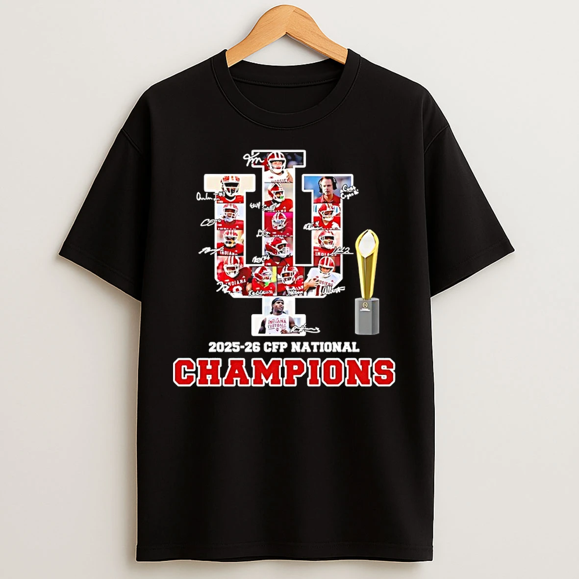 Classic Indiana Football Players Signatures 2025 26 Cfp National Champions T Shirts