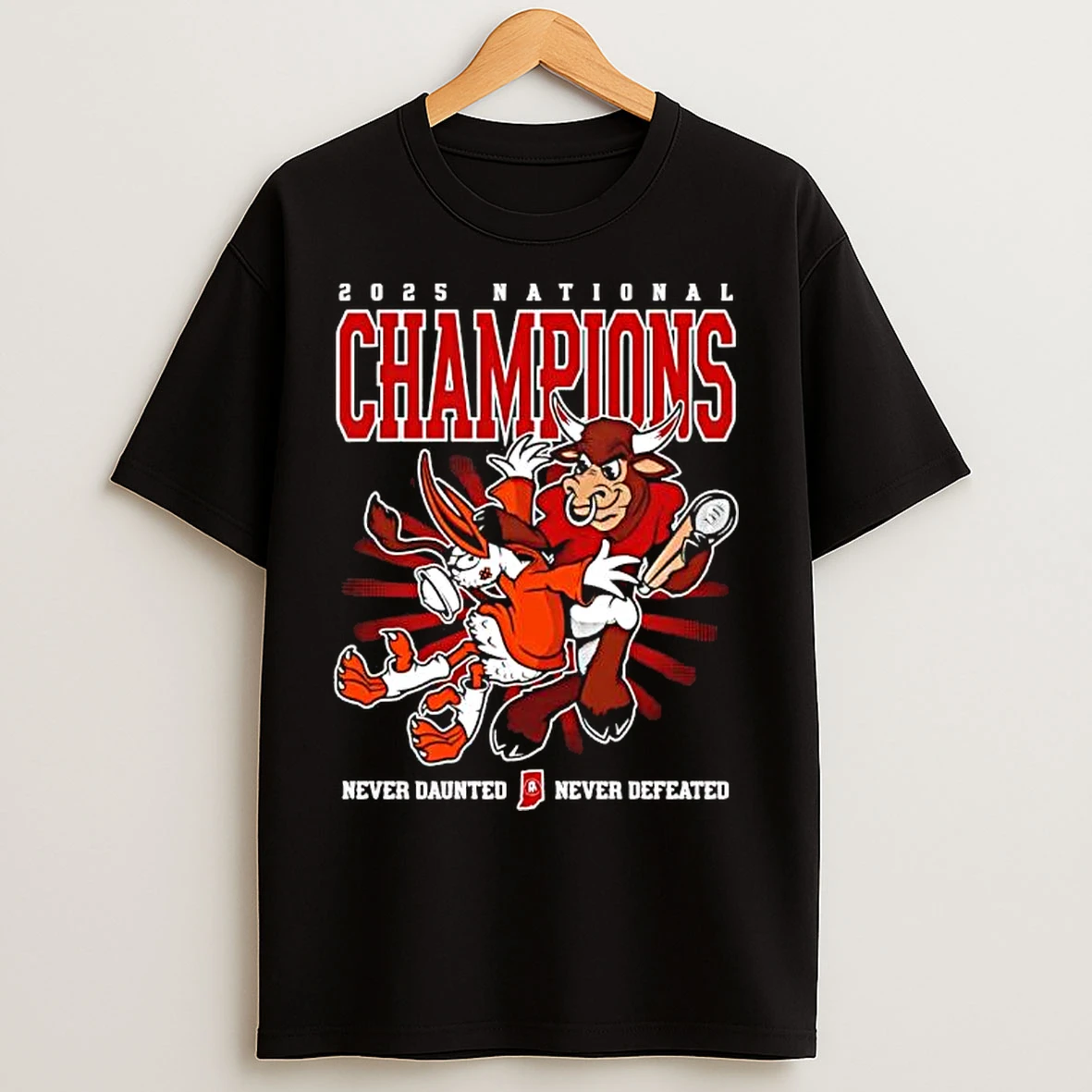 Classic Indiana Hoosiers 2025 National Champions Never Daunted Never Defeated Mascot T Shirts