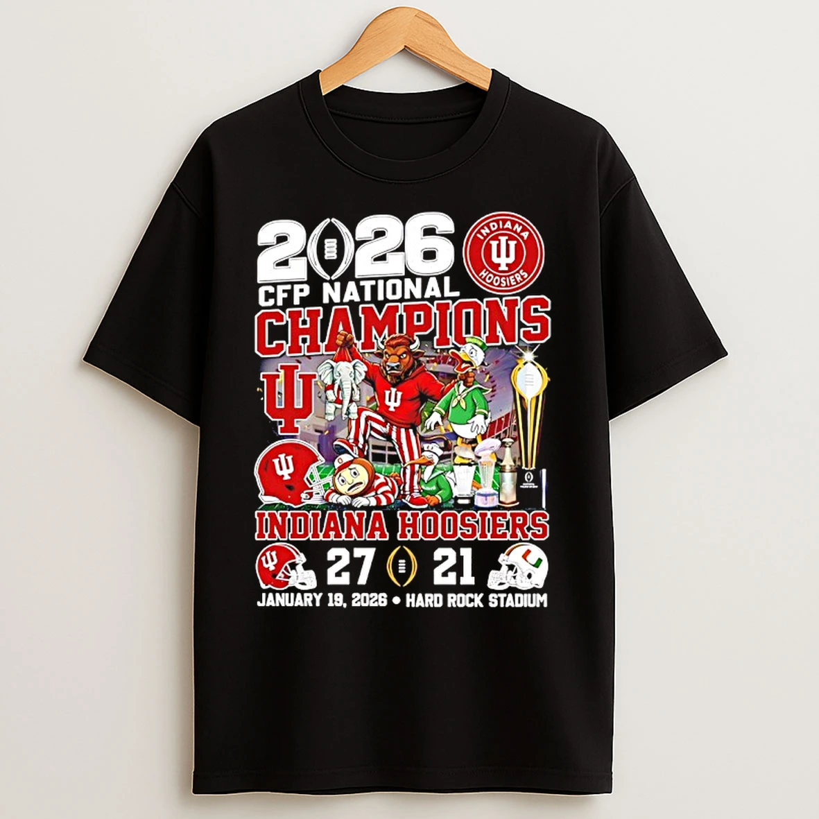 Classic Indiana Hoosiers 2026 Cfp National Champions Bison Mascot Helmet T Shirts