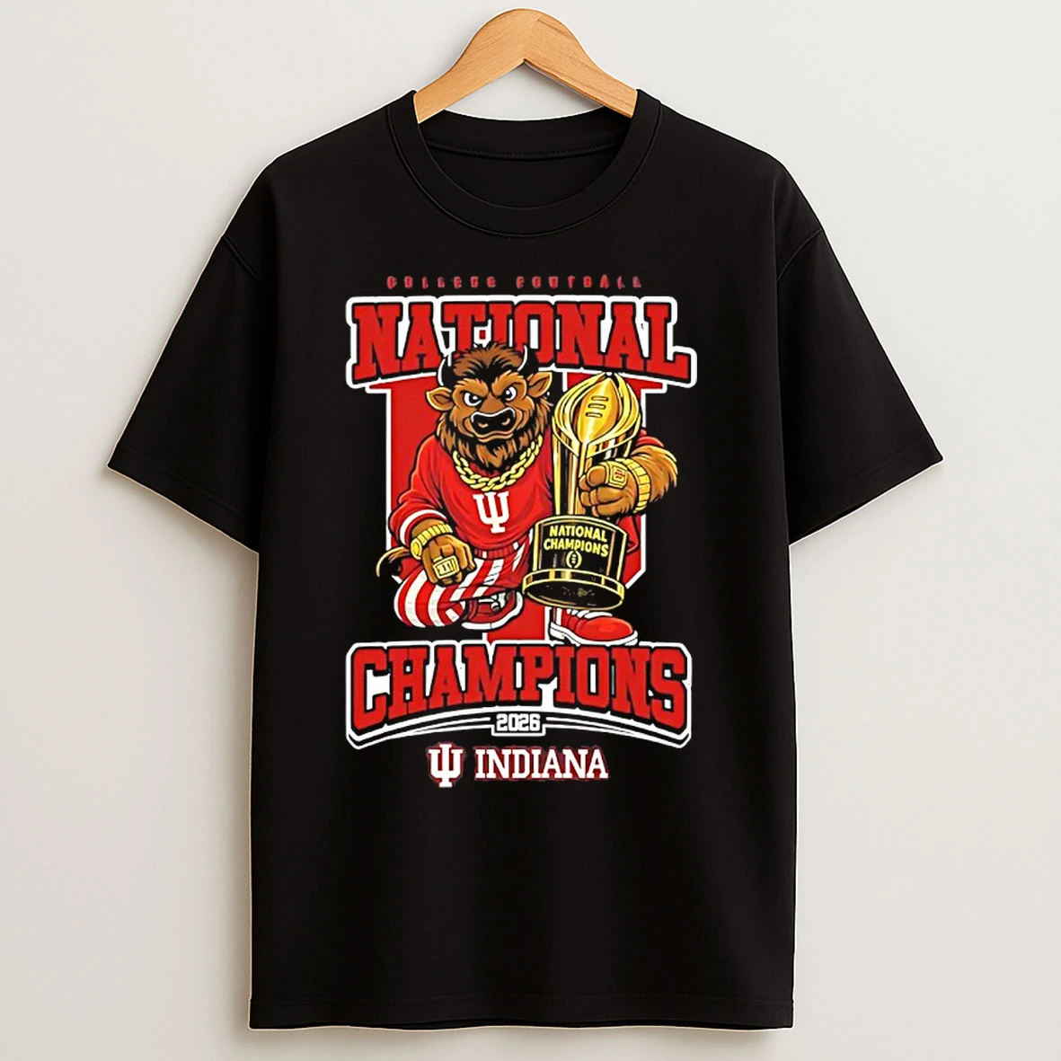 Classic Indiana Hoosiers 2026 College Football Playoffs Mascot Trophy T Shirts