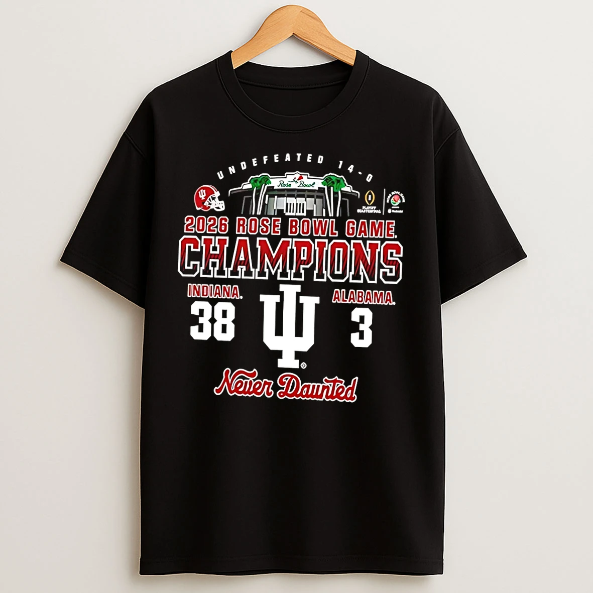 Classic Indiana Hoosiers 2026 Rose Bowl Champions Score Never Daunted T Shirts
