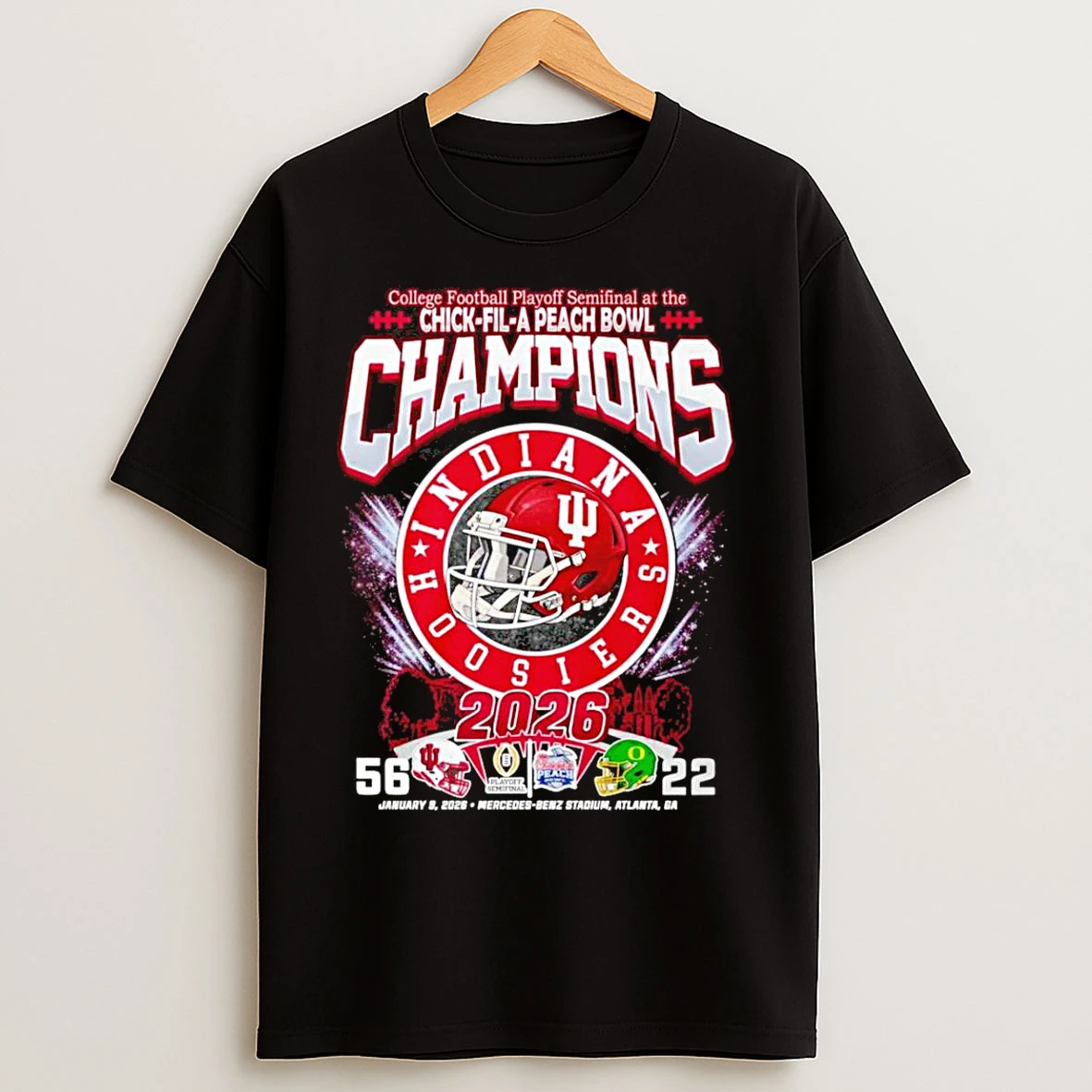 Classic Indiana Hoosiers Chick Fil A Peach Bowl Champions 2026 Helmet T Shirts