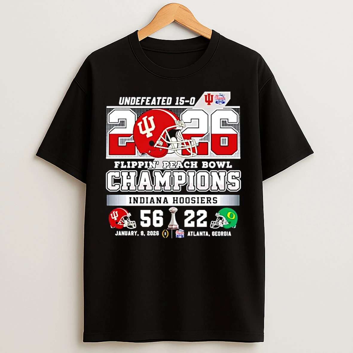 Classic Indiana Hoosiers Chick Fil A Peach Bowl Champions 2026 Score T Shirts