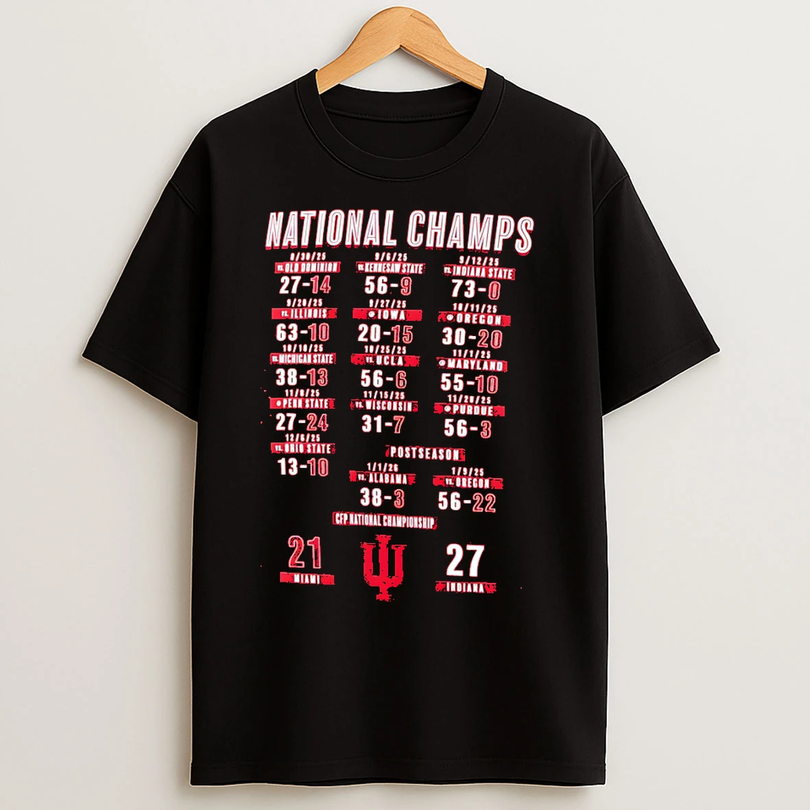 Classic Indiana Hoosiers College Football Playoff 2025 National Champions Schedule T Shirts