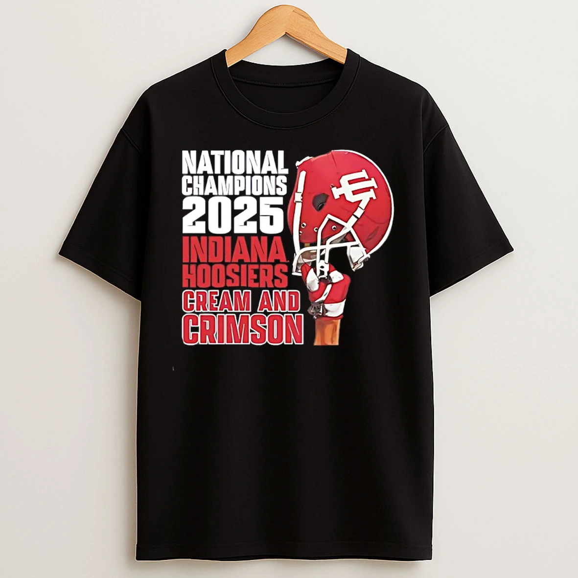 Classic Indiana Hoosiers Cream And Crimson 2025 Cfp National Champions Helmet T Shirts