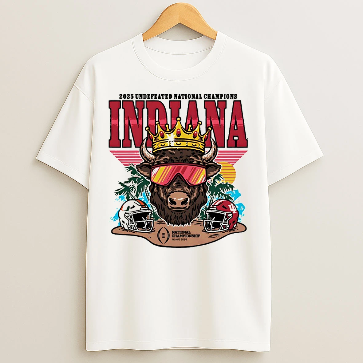 Classic Indiana Hoosiers Football 2025 Cfp Undefeated National Champs Bison Crown T Shirts