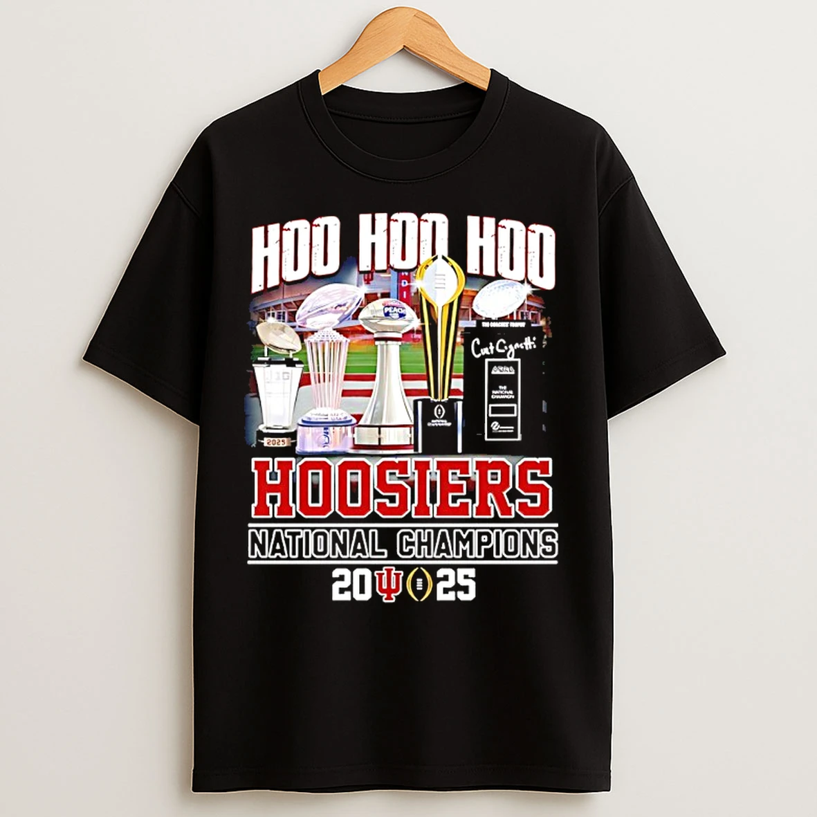 Classic Indiana Hoosiers Hoo Hoo Hoo 2026 National Champions Trophy T Shirts
